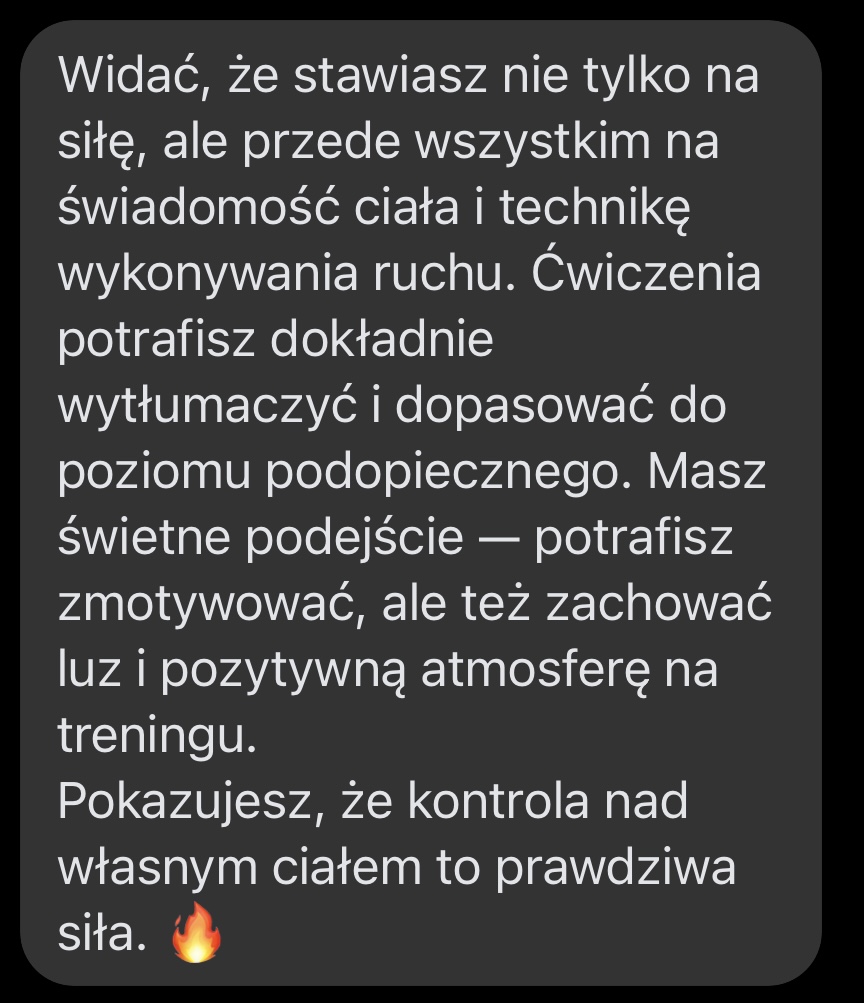 Opinia podopiecznego – wiadomość