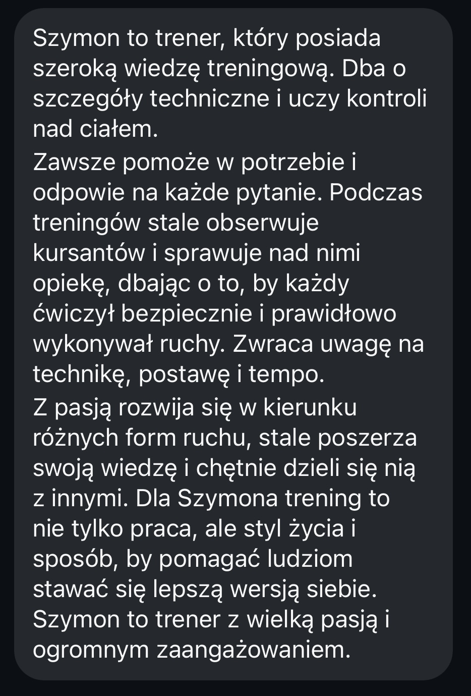 Opinia podopiecznego – wiadomość