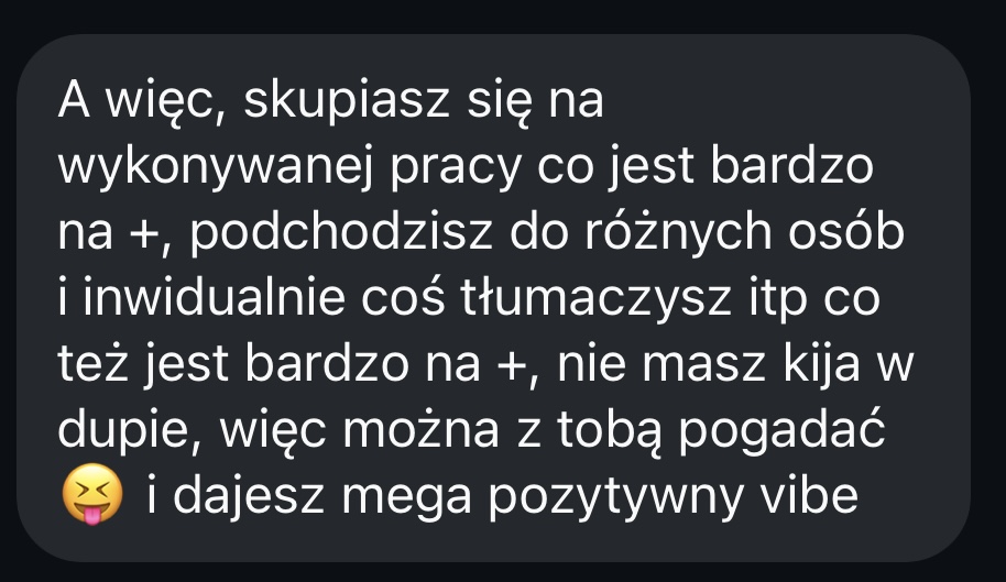 Opinia podopiecznego – wiadomość