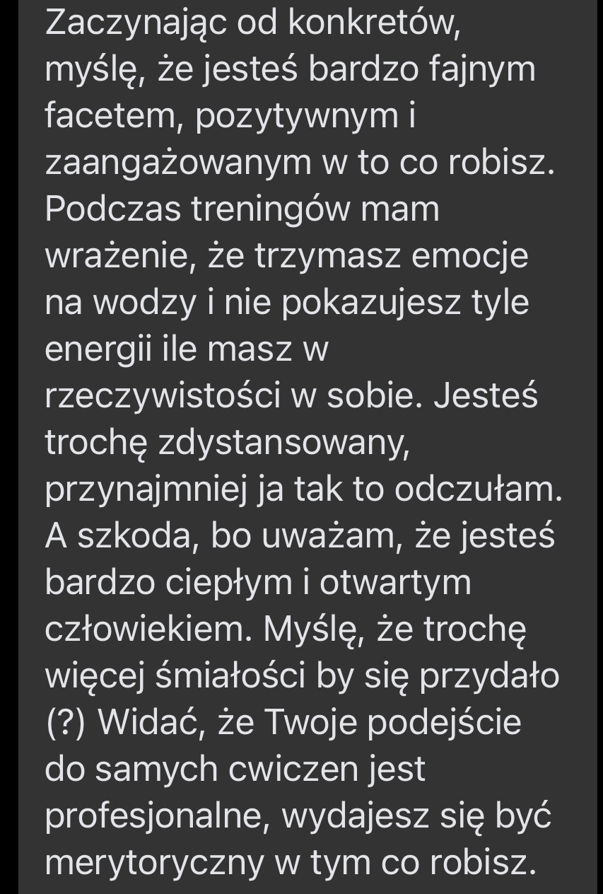 Opinia podopiecznego – wiadomość